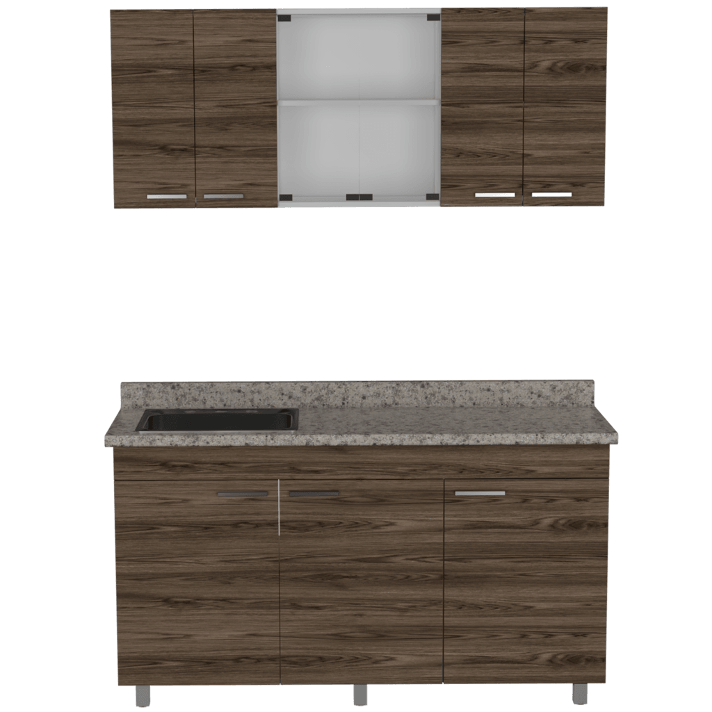 Cocina Integral Avorin Chocolate Y Blanco Con Mesón Izquierdo