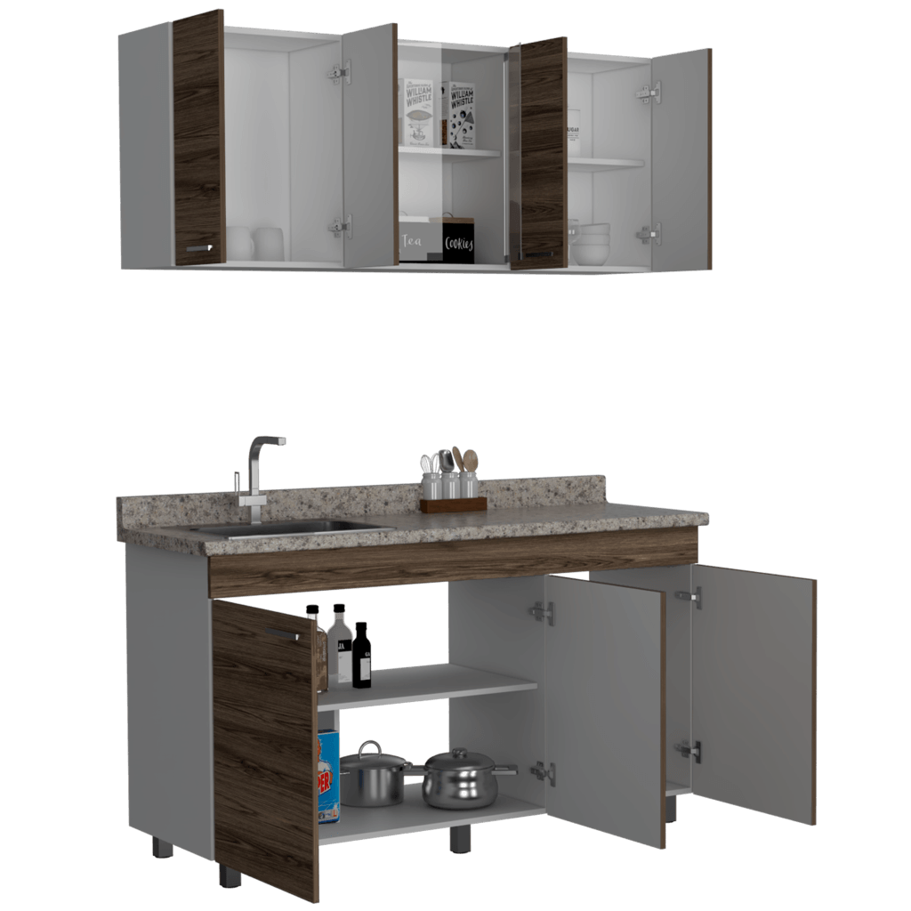 Cocina Integral Avorin Chocolate Y Blanco Con Mesón Izquierdo
