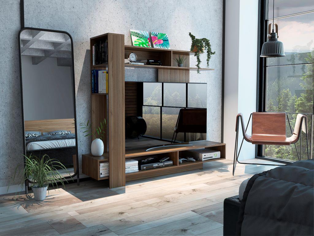 Mesa Para Tv Minava Castaño Para Tv De 65"
