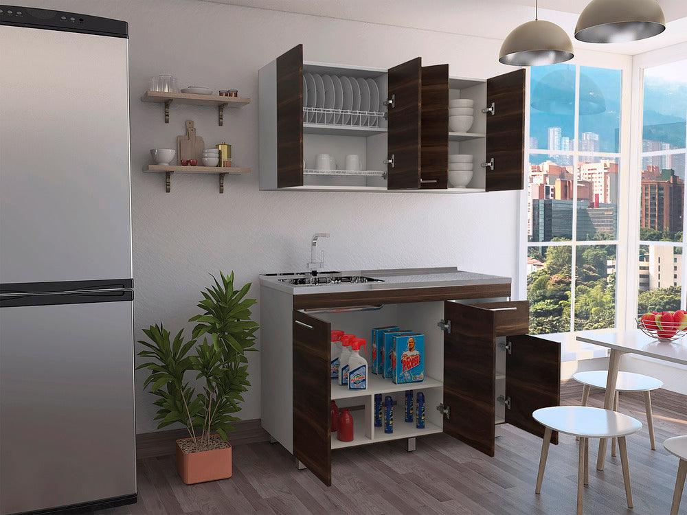 Cocina Integral Bagly Blanco Y Caoba Sirve Para Mesón Derecho E Izquierdo