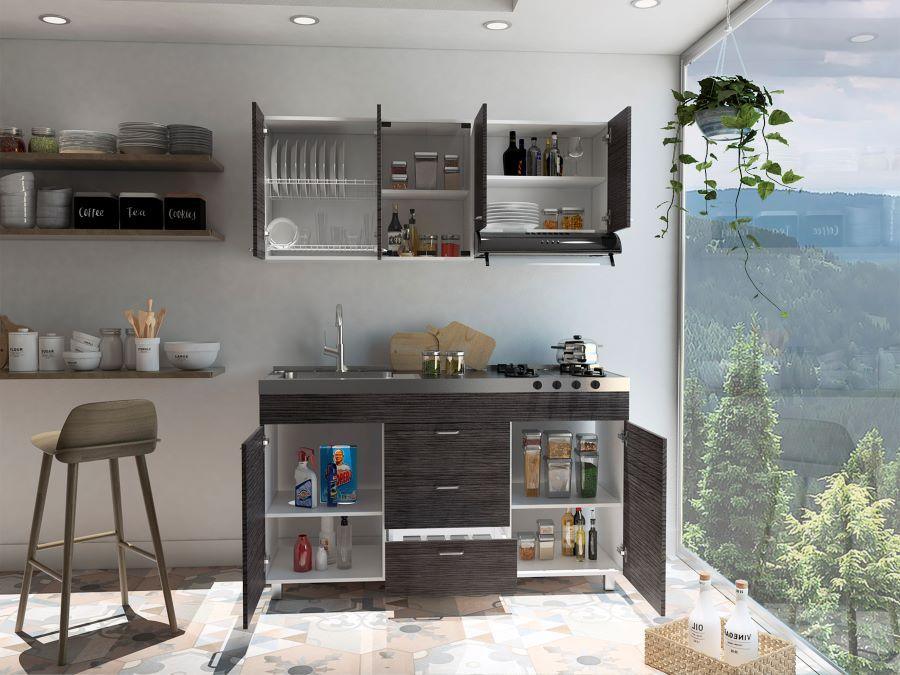 Cocina Integral Ilvona Blanco Y Roble Gris