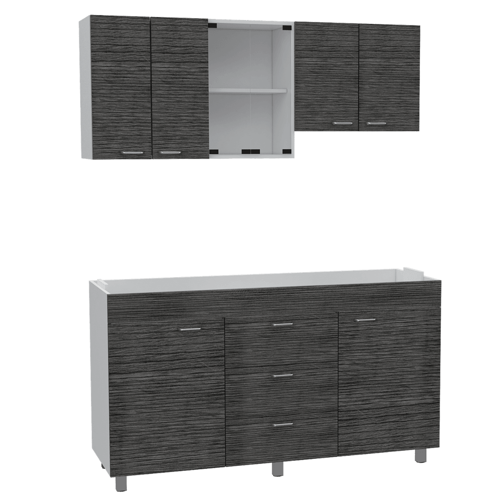 Cocina Integral Ilvona Blanco Y Roble Gris