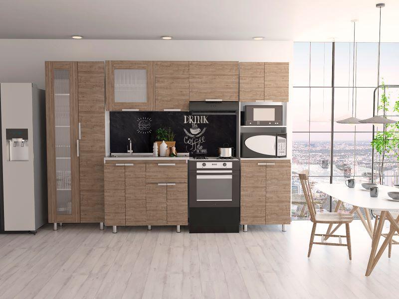 Cocina Integral Simuray Miel Y Blanco Con Mesón Izquierdo