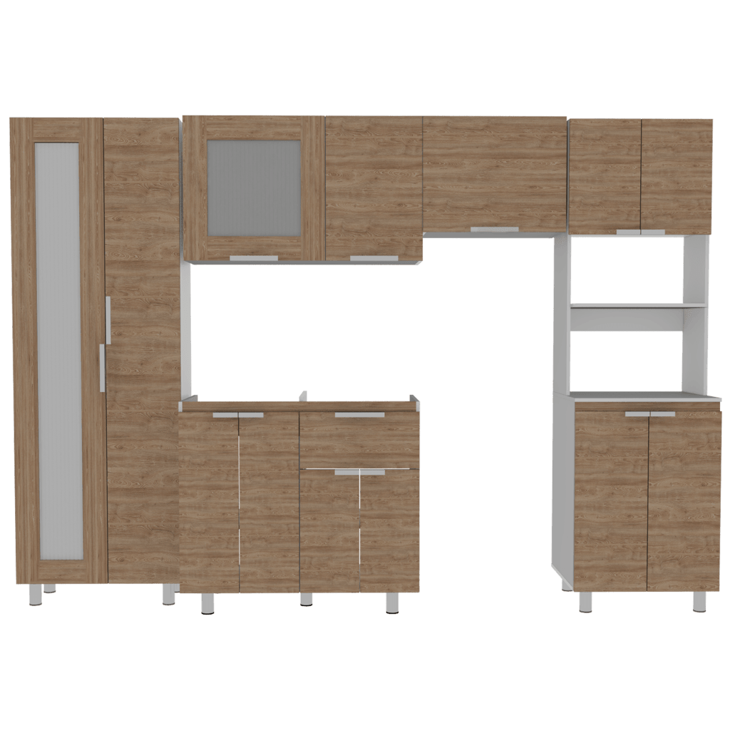 Cocina Integral Simuray Miel Y Blanco Con Mesón Izquierdo