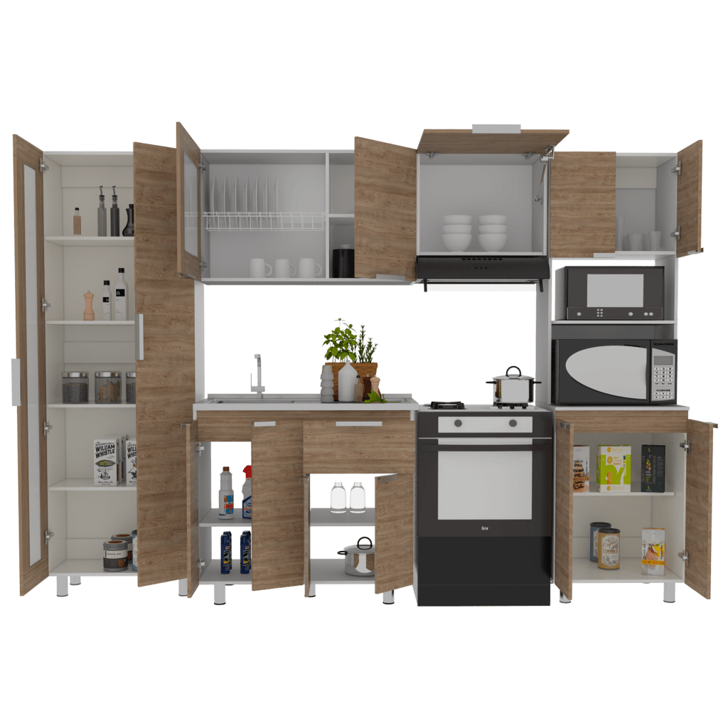Cocina Integral Simuray Miel Y Blanco Con Mesón Izquierdo