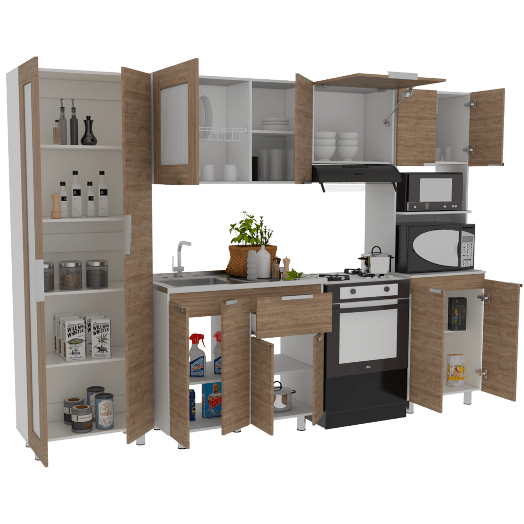 Cocina Integral Simuray Miel Y Blanco Con Mesón Izquierdo