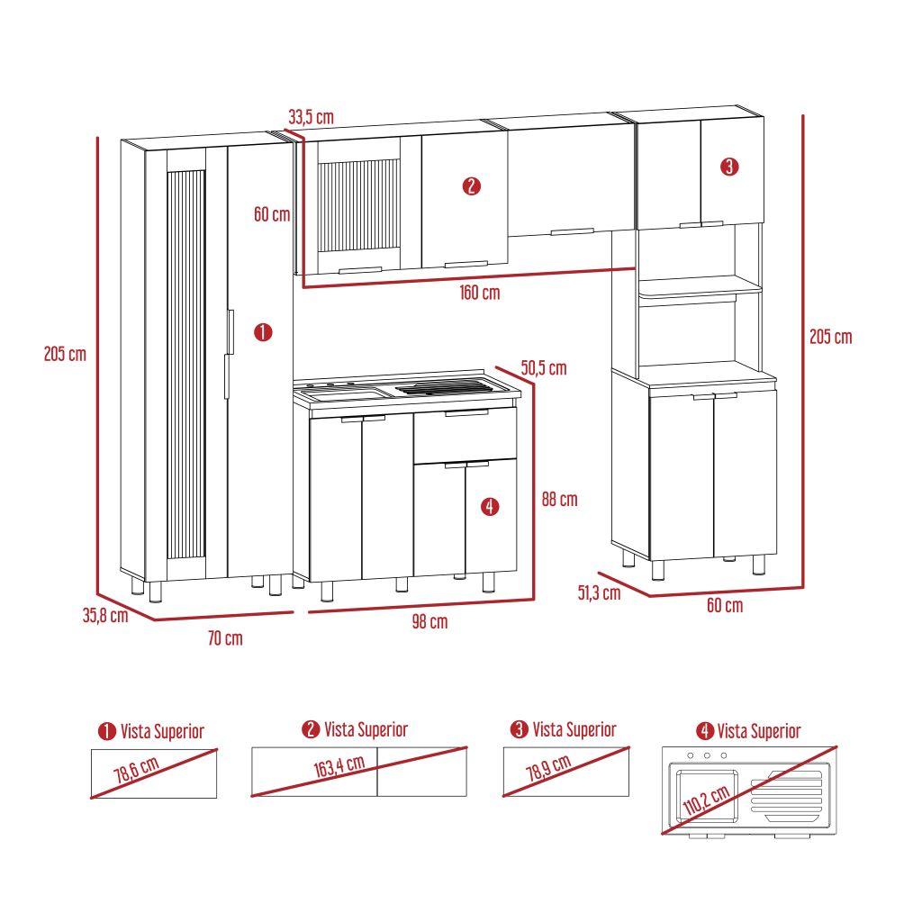 Cocina Integral Simuray Miel Y Blanco Con Mesón Izquierdo