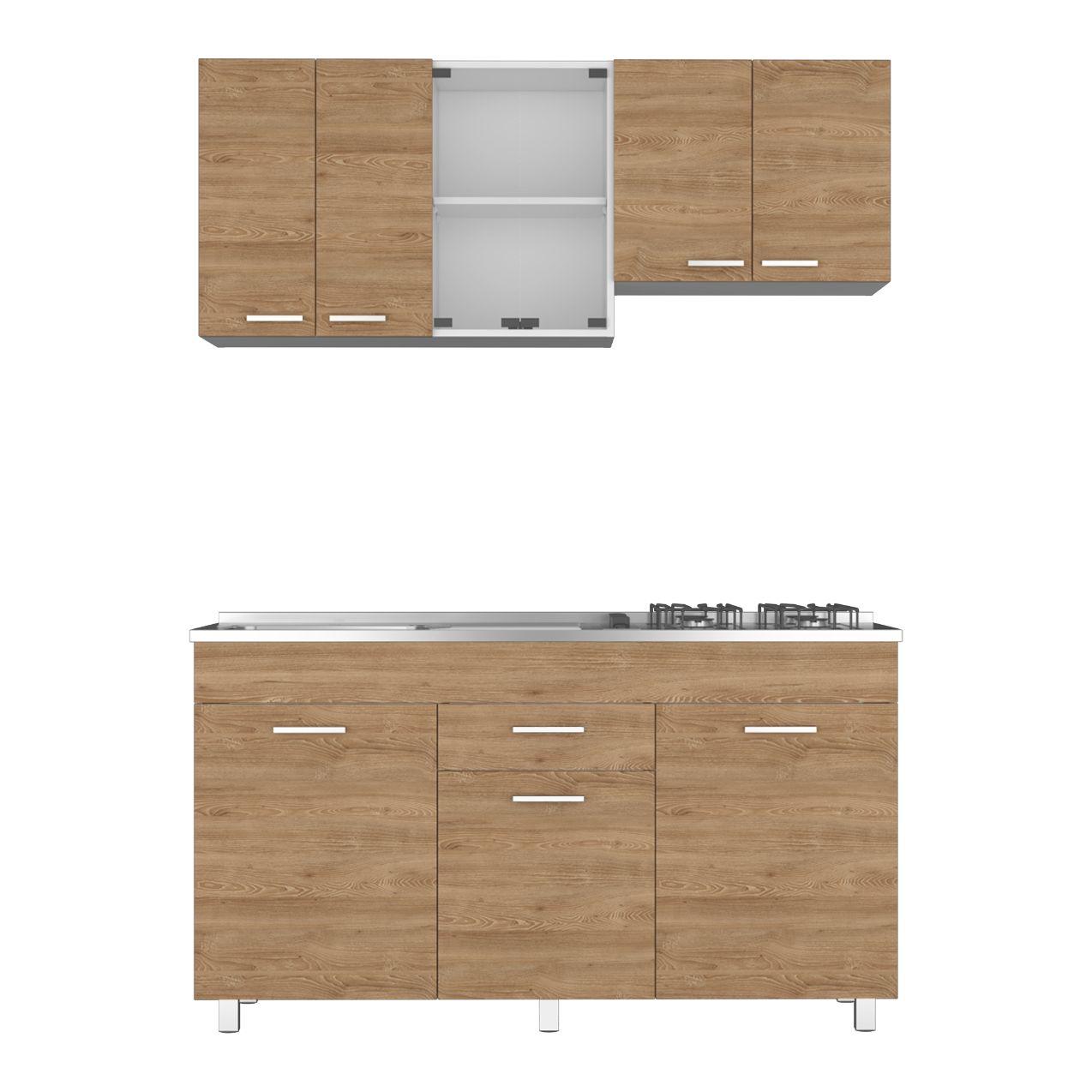 Cocina Integral Avorin Miel Y Blanco Con Mesón Izquierdo
