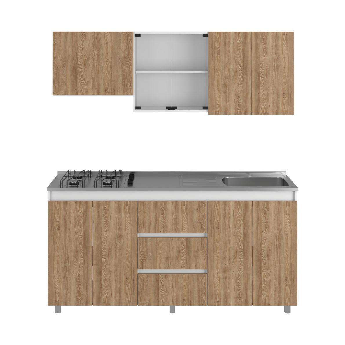 Cocina Integral Zomira Miel Y Blanco Con Mesón Derecho