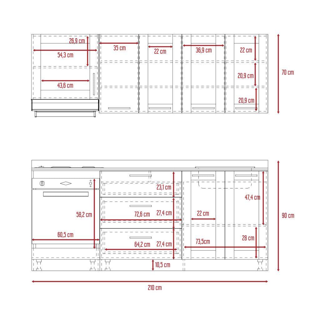 Cocina Integral Elavor Rovere Con Mesón Derecho