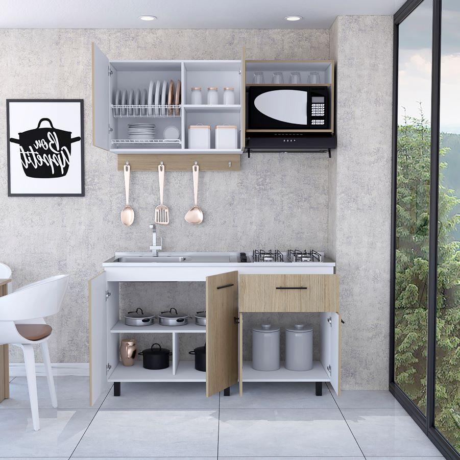 Cocina Integral Xireya Rovere Y Blanco Con Mesón Izquierdo