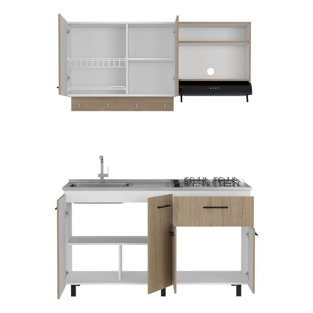 Cocina Integral Xireya Rovere Y Blanco Con Mesón Izquierdo