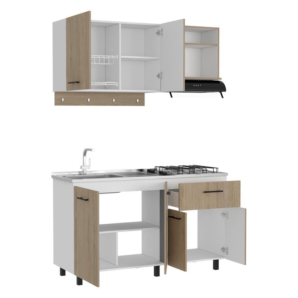 Cocina Integral Xireya Rovere Y Blanco Con Mesón Izquierdo