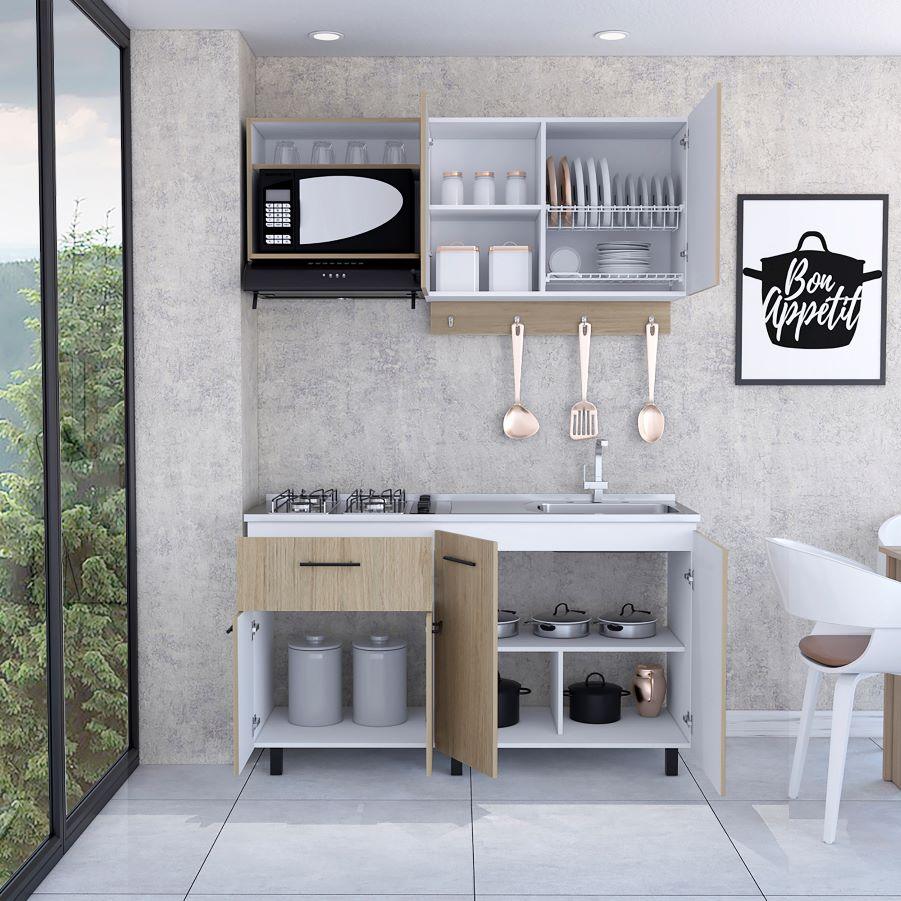 Cocina Integral Xireya Rovere Y Blanco Con Mesón Derecho