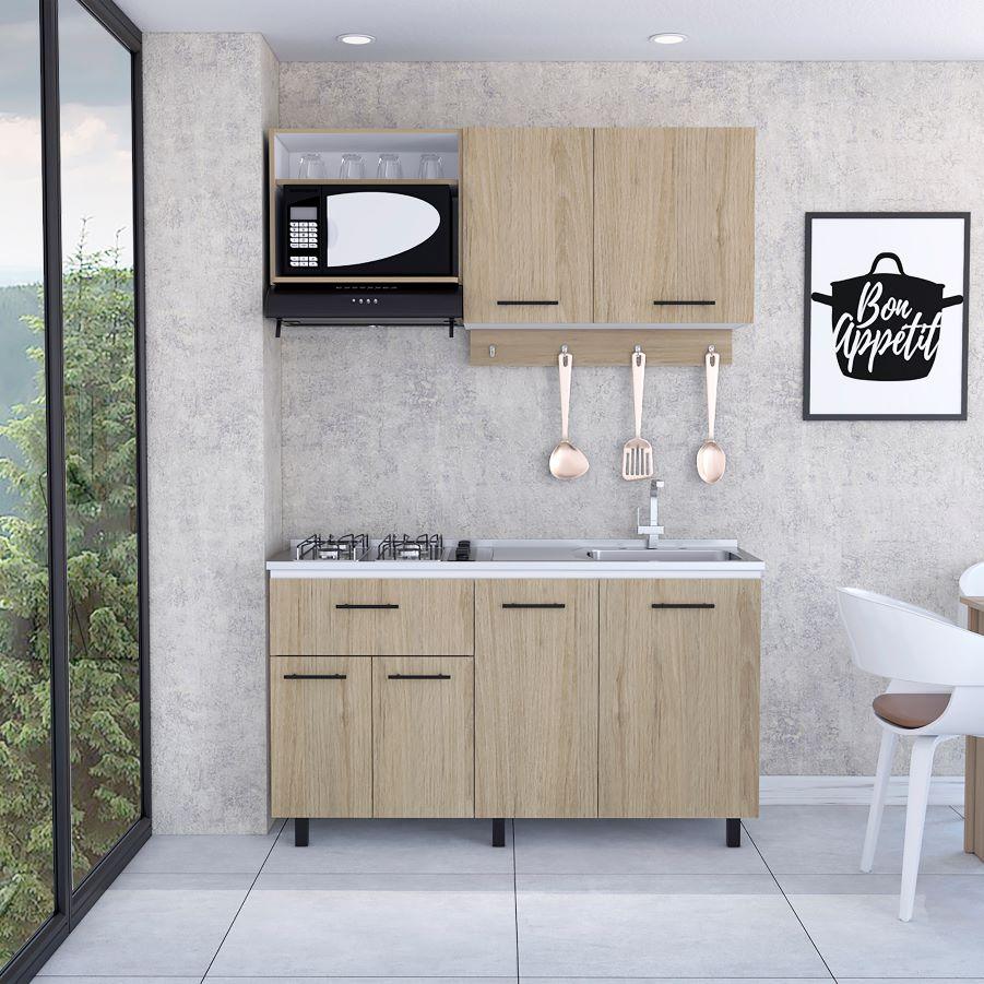 Cocina Integral Xireya Rovere Y Blanco Con Mesón Derecho