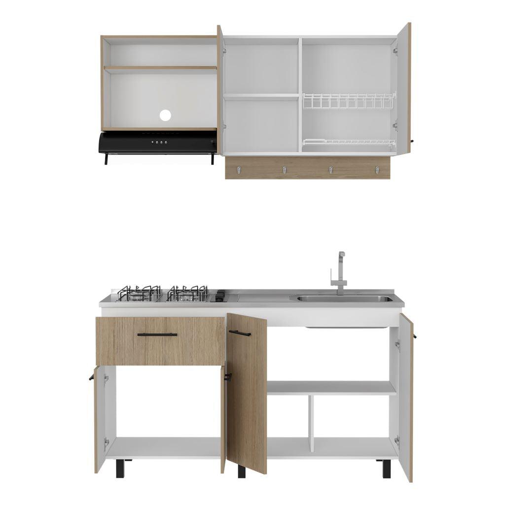 Cocina Integral Xireya Rovere Y Blanco Con Mesón Derecho