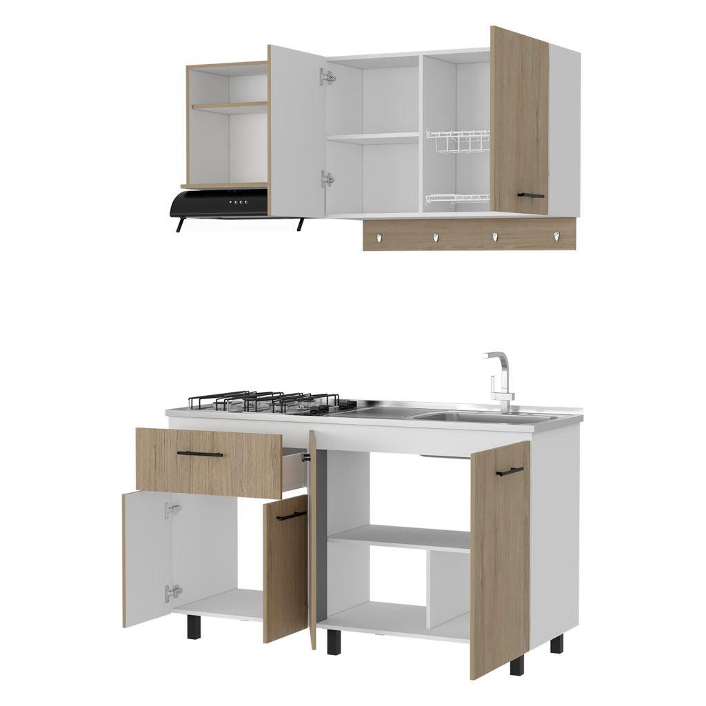Cocina Integral Xireya Rovere Y Blanco Con Mesón Derecho