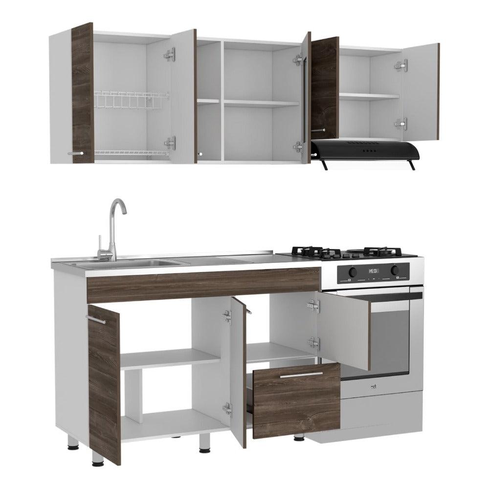 Cocina Integral Zomira Avellana Y Blanco Con Mesón Izquierdo