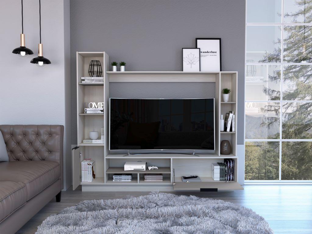 Mesa Para Tv Nuvenis Nevado Y Cocoa Para Tv De 60"