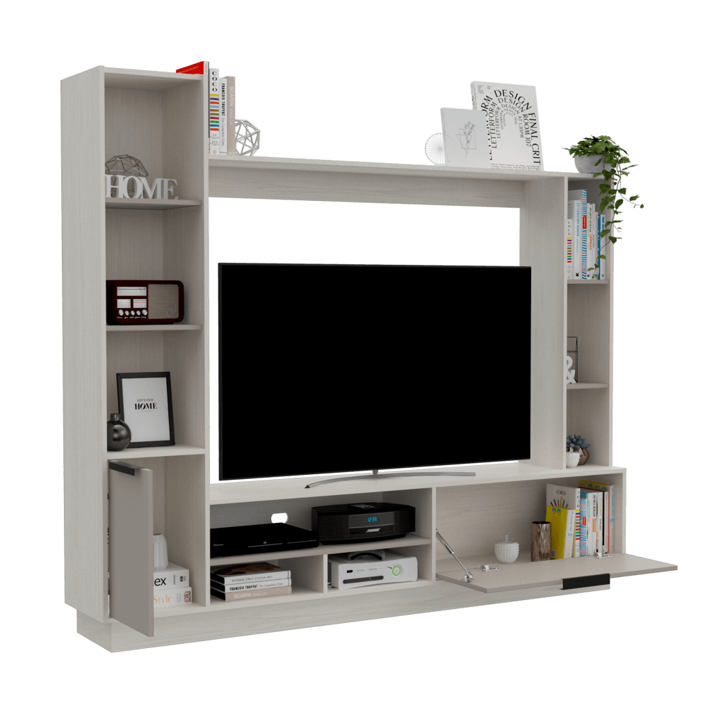 Mesa Para Tv Nuvenis Nevado Y Cocoa Para Tv De 60"