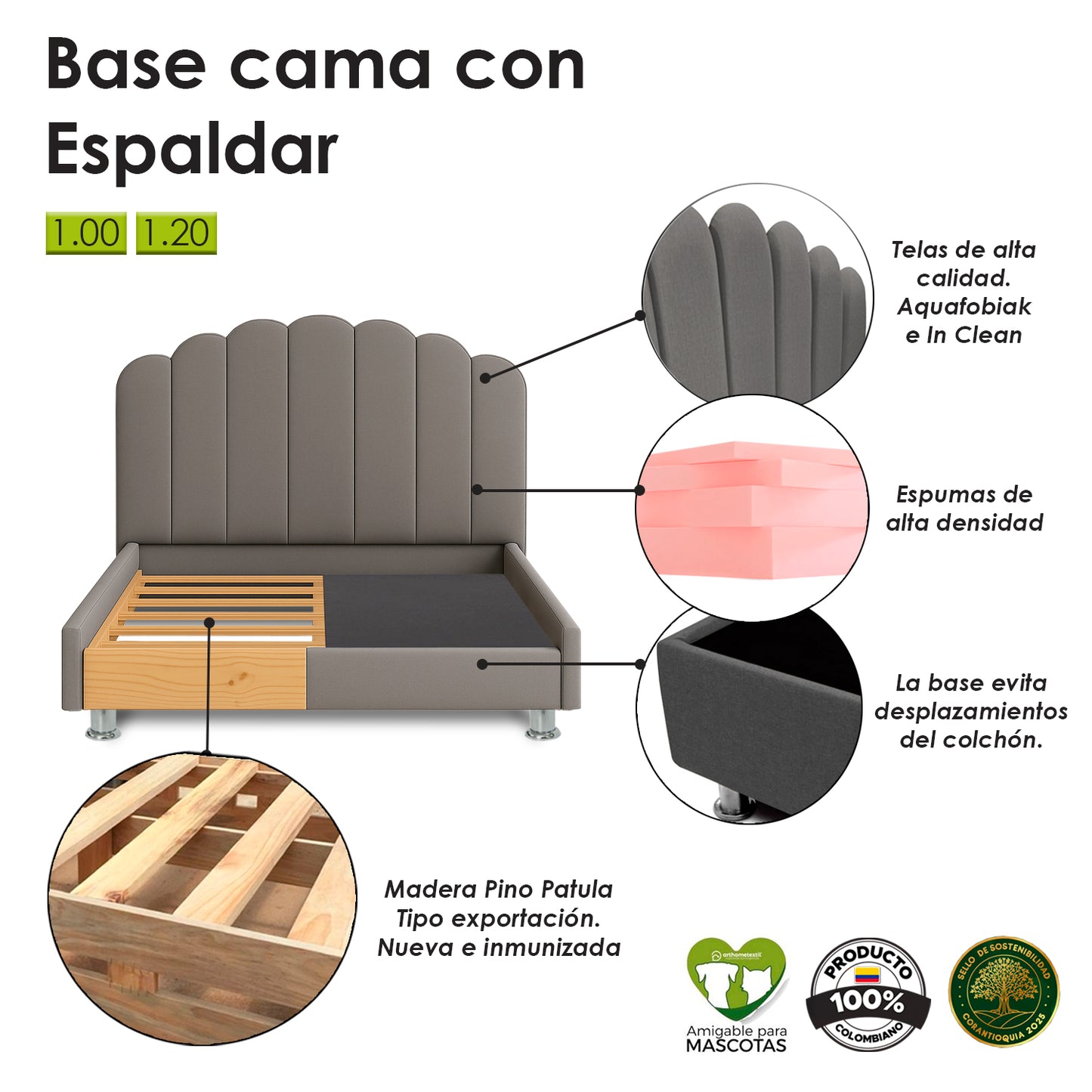 Base Cama con Espaldar Sencillo Infantil Coral azul claro