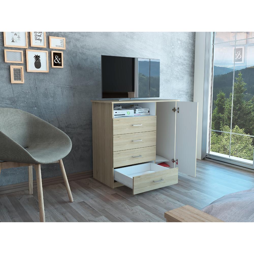Organizador Zireon Rovere Y Blanco Con Cuatro Cajones