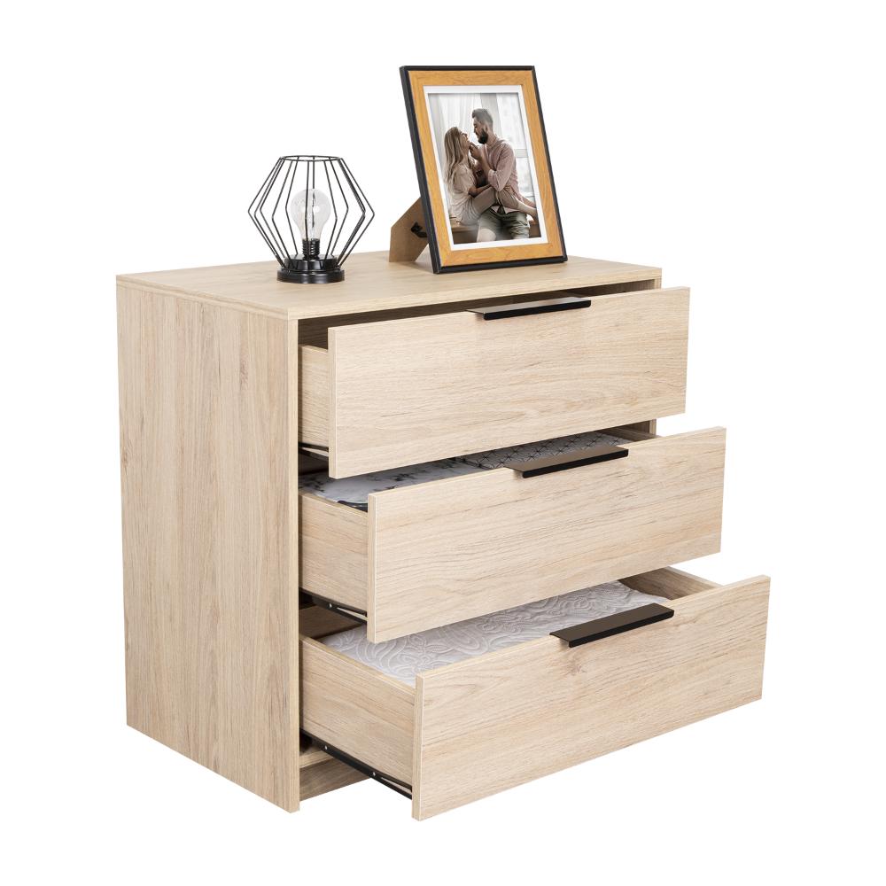 Comoda 3 Cajones Okria Rovere + Blanco