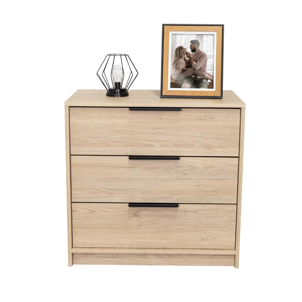 Comoda 3 Cajones Okria Rovere + Blanco
