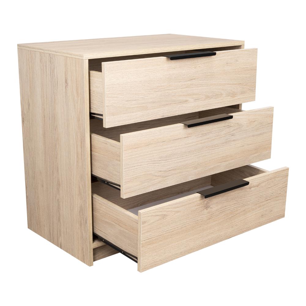Comoda 3 Cajones Okria Rovere + Blanco