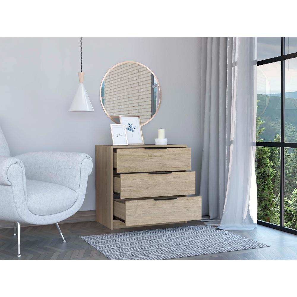 Comoda 3 Cajones Okria Rovere + Blanco