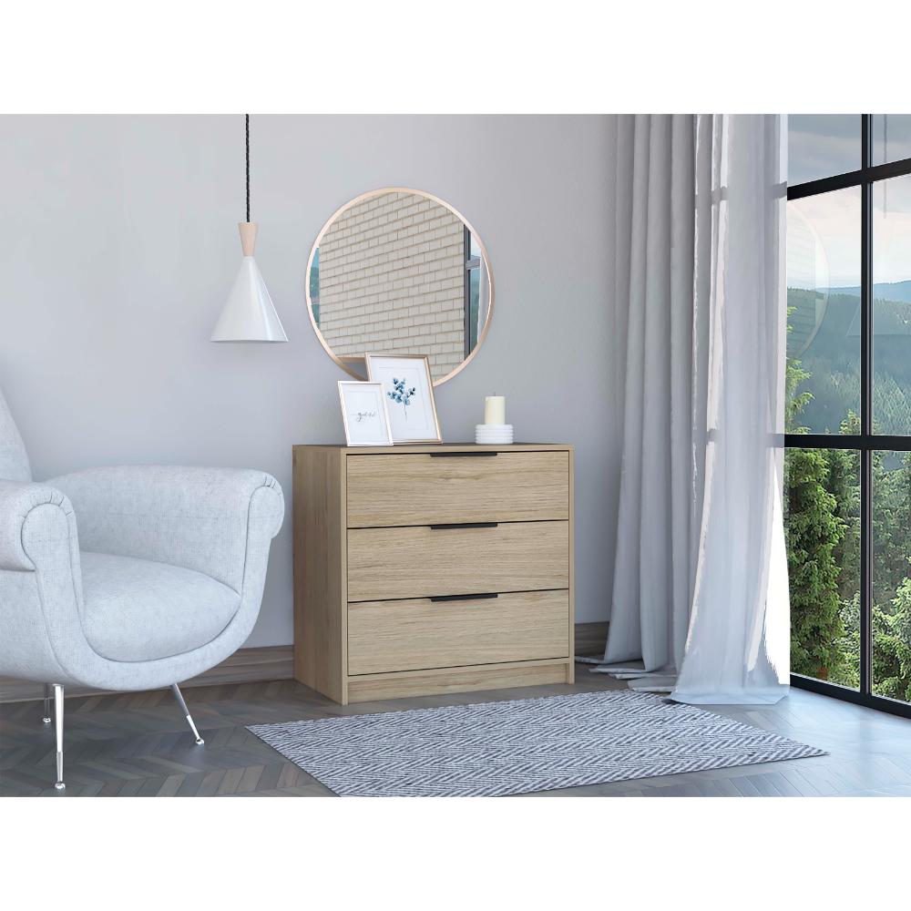 Comoda 3 Cajones Okria Rovere + Blanco