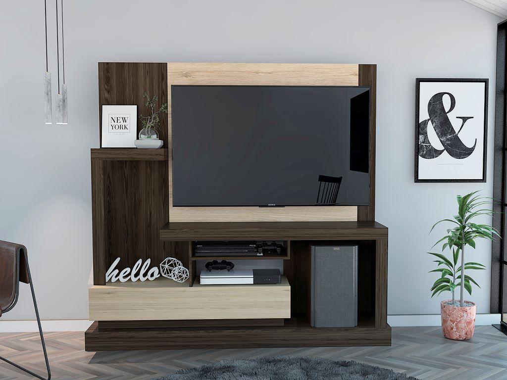 Mesa Para Tv Nelari Rovere Y Coñac Con Espacio Para Televisor De Hasta 55 Pulgadas