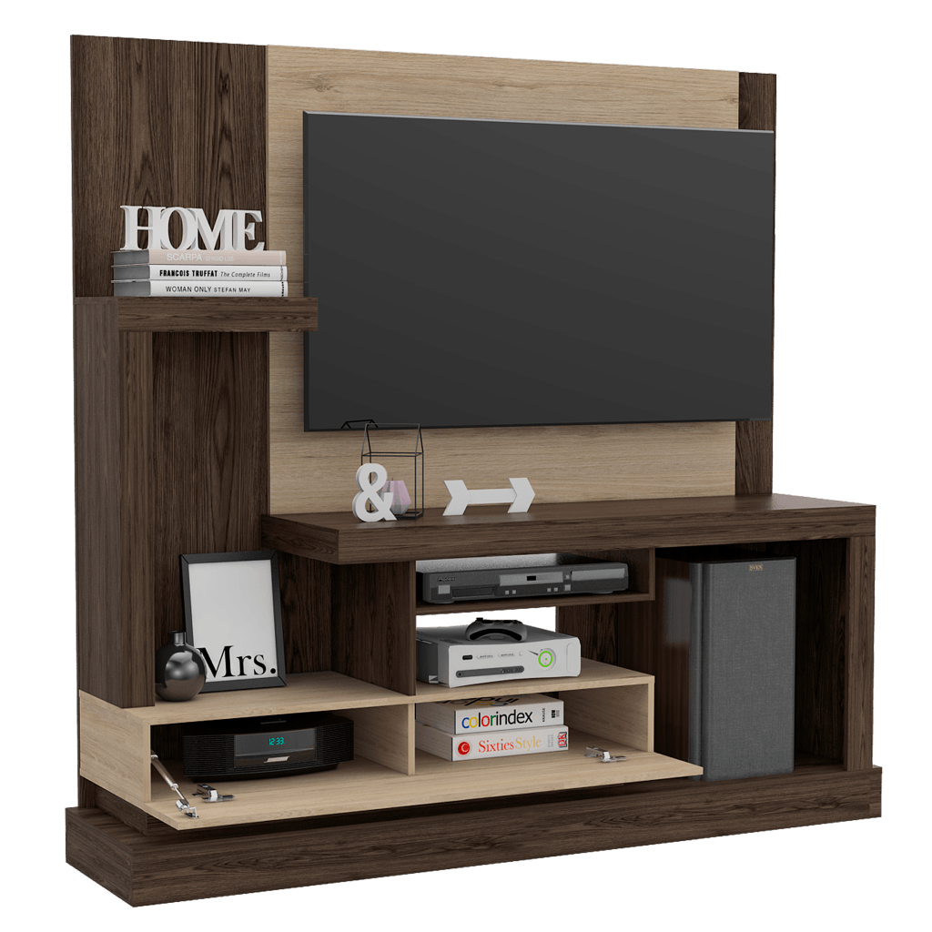 Mesa Para Tv Nelari Rovere Y Coñac Con Espacio Para Televisor De Hasta 55 Pulgadas