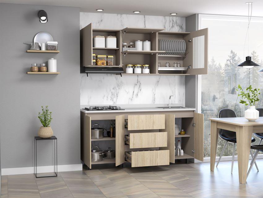 Cocina Integral Zomira Rovere Y Cocoa Con Mesón