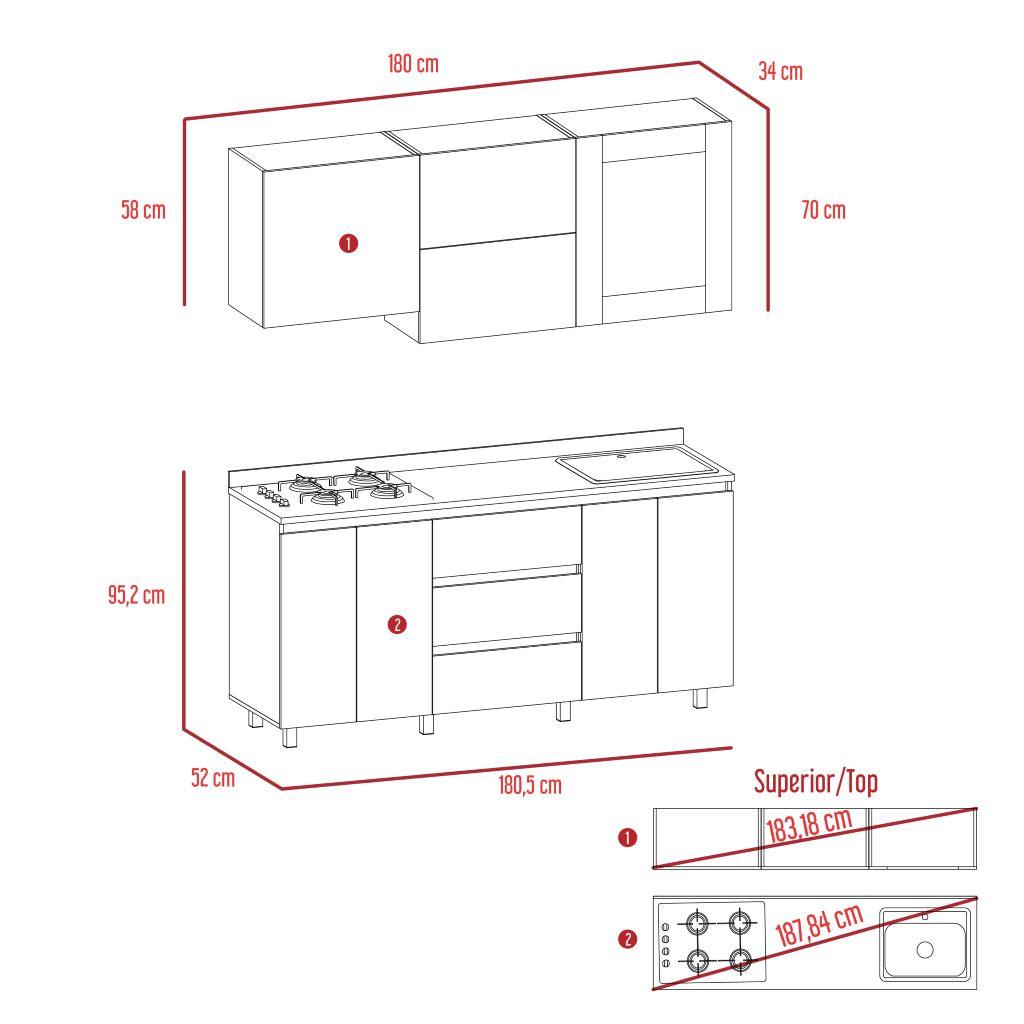 Cocina Integral Zomira Rovere Y Cocoa Con Mesón