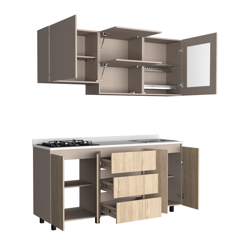 Cocina Integral Zomira Rovere Y Cocoa Con Mesón