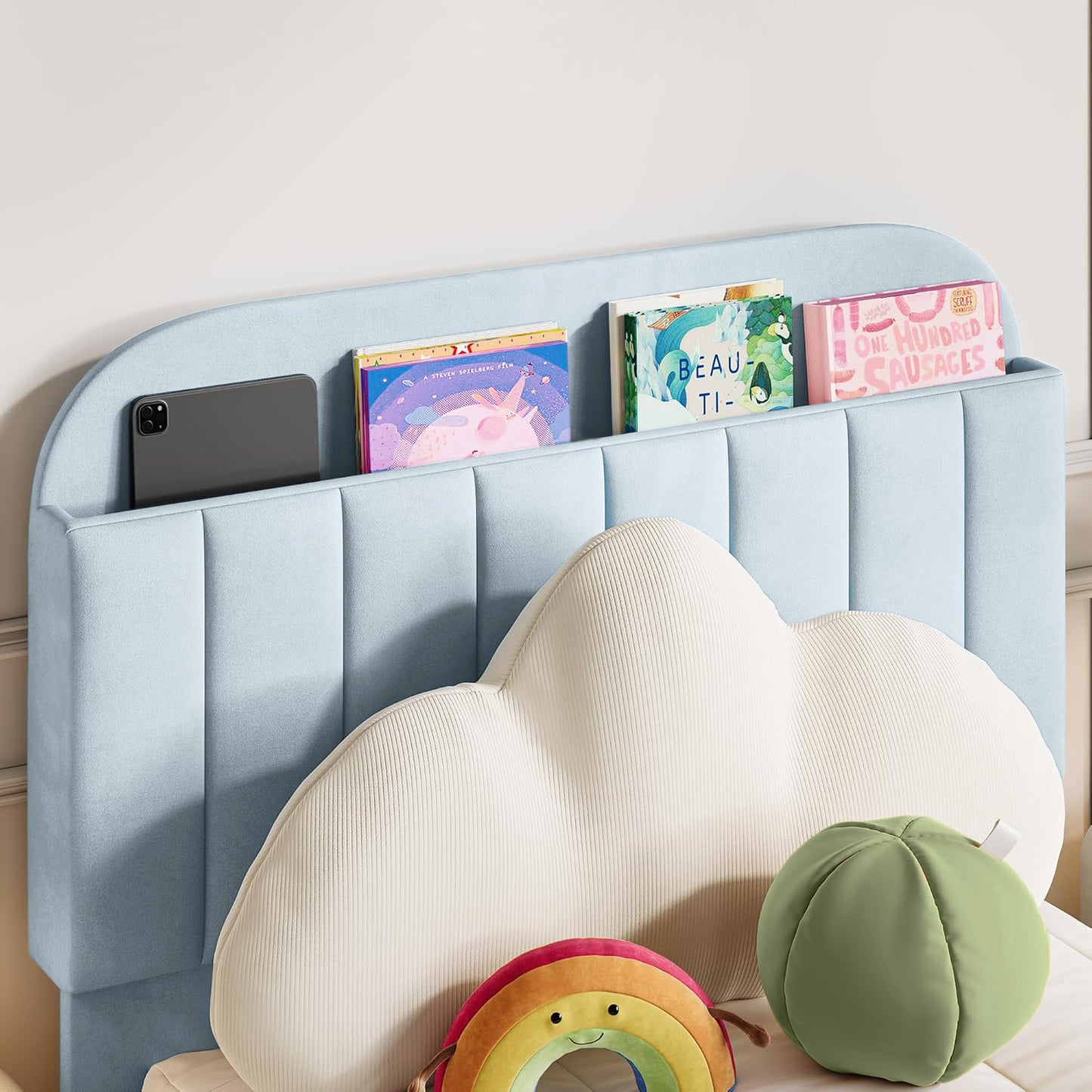 Base Cama con Espaldar Semidoble Infantil Fenix 120x190x115 azul cielo