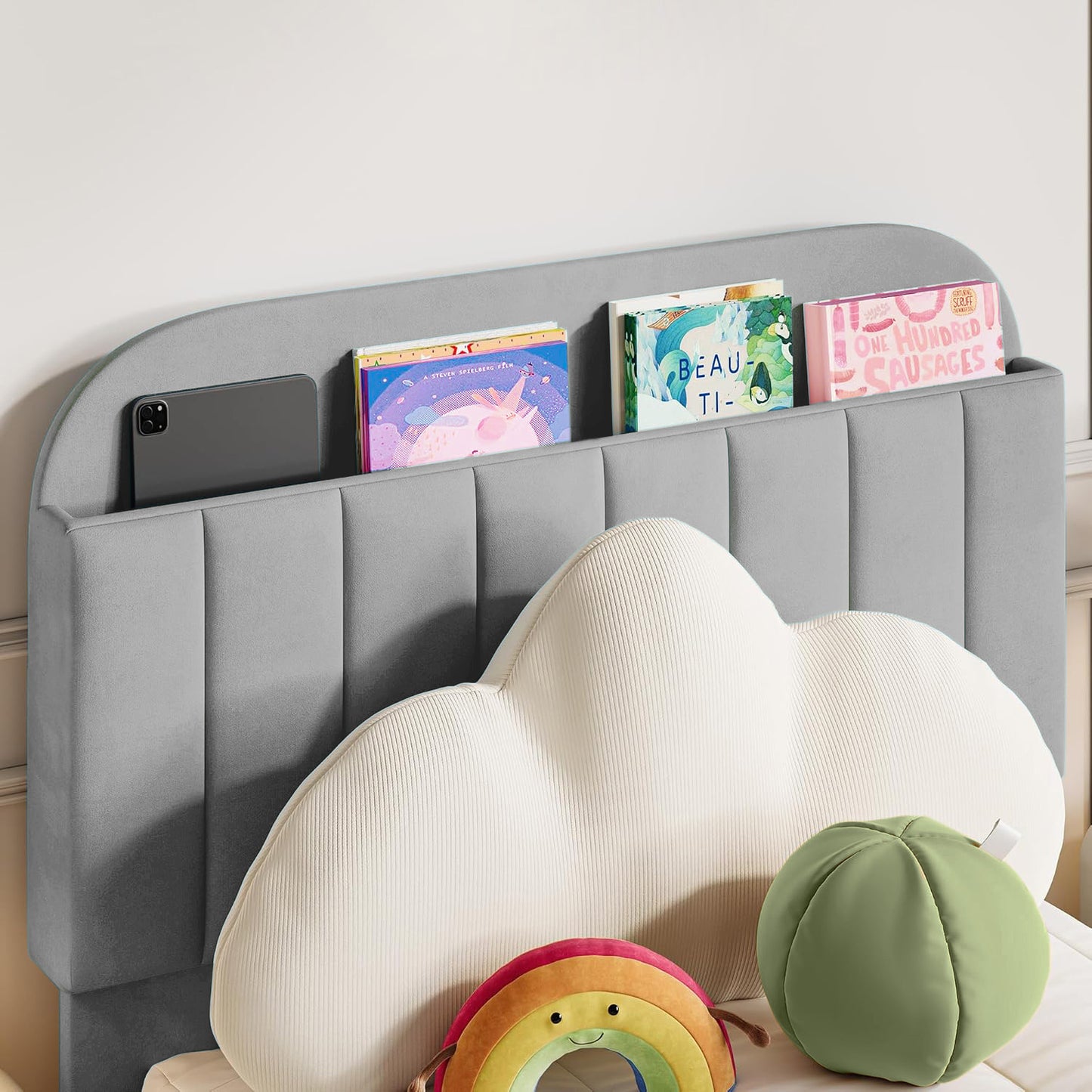 Base Cama con Espaldar Sencillo Infantil Fenix 100x190x115 gris