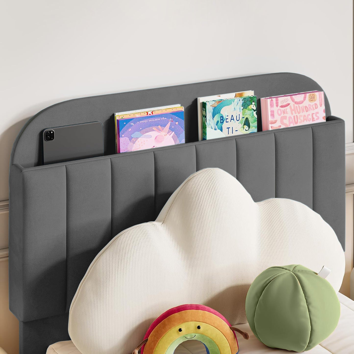 Base Cama con Espaldar Semidoble Infantil Fenix 120x190x115 gris plomo