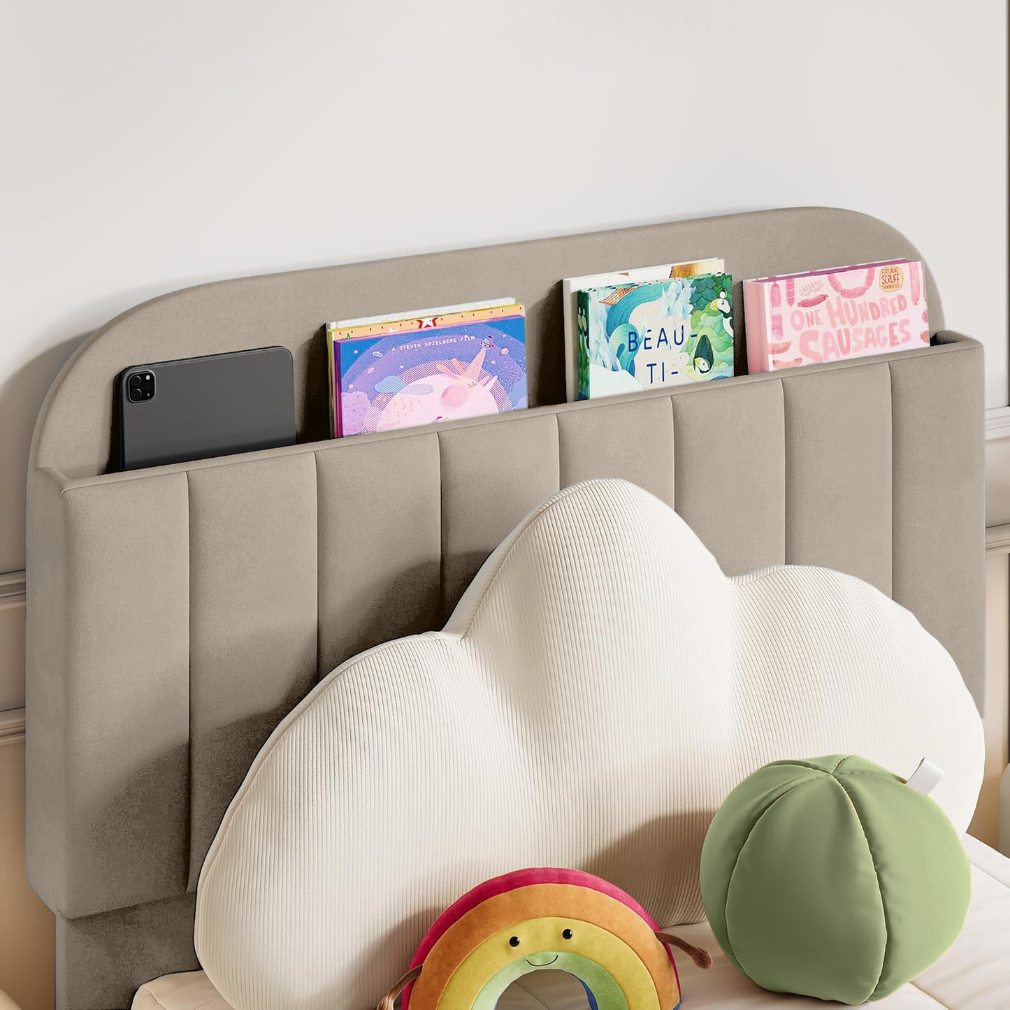 Base Cama con Espaldar Semidoble Infantil Fenix 120x190x115 taupe