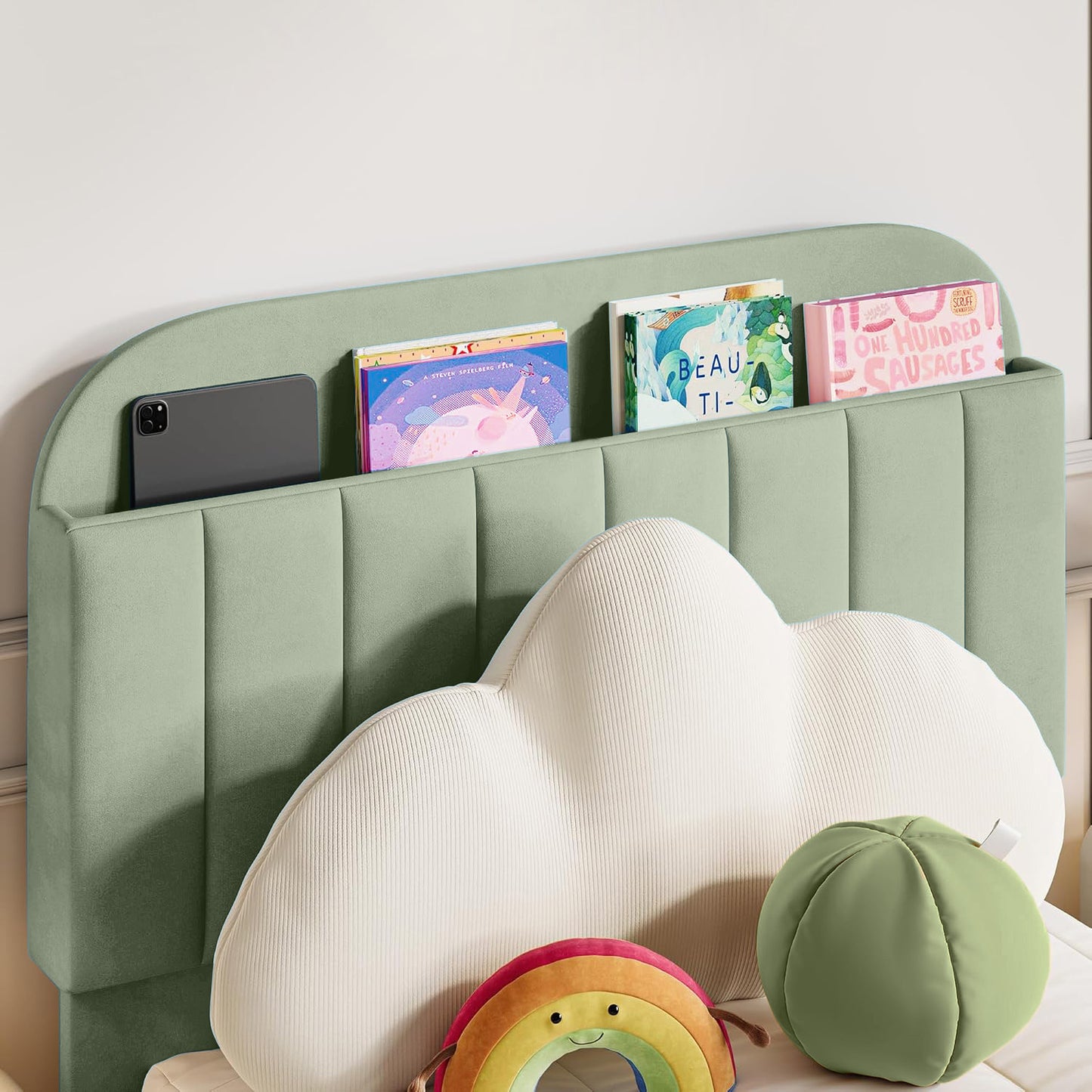 Base Cama con Espaldar Semidoble Infantil Fenix 120x190x115 verde