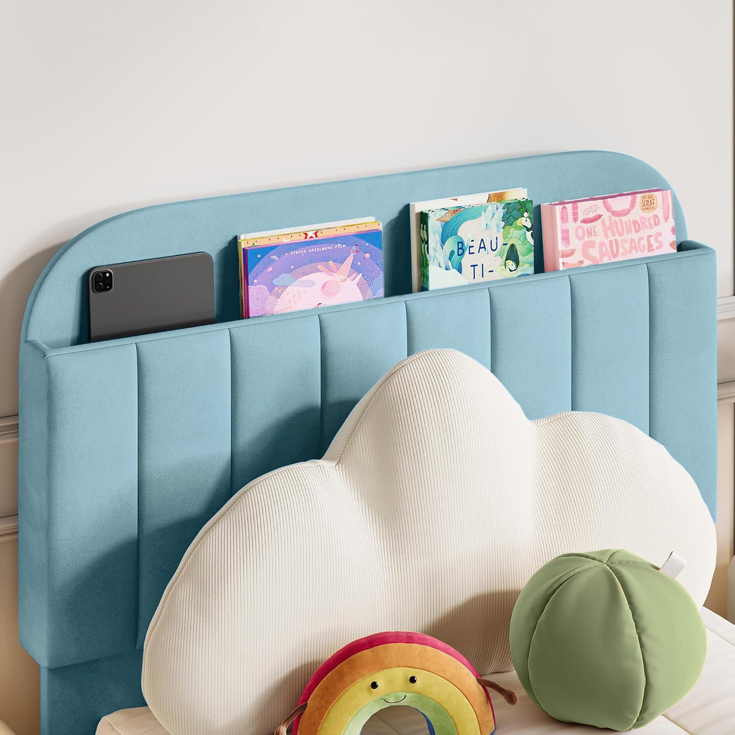 Base Cama con Espaldar Semidoble Infantil Fenix 120x190x115 azul claro