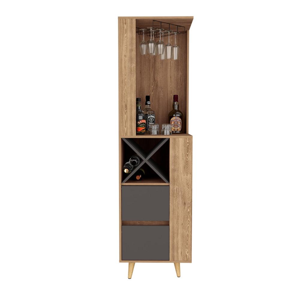 Bar Esquinero Shiral, Miel Y Plata Oscuro, Con Amplio Espacio De Almacenamiento Y Porta Copas