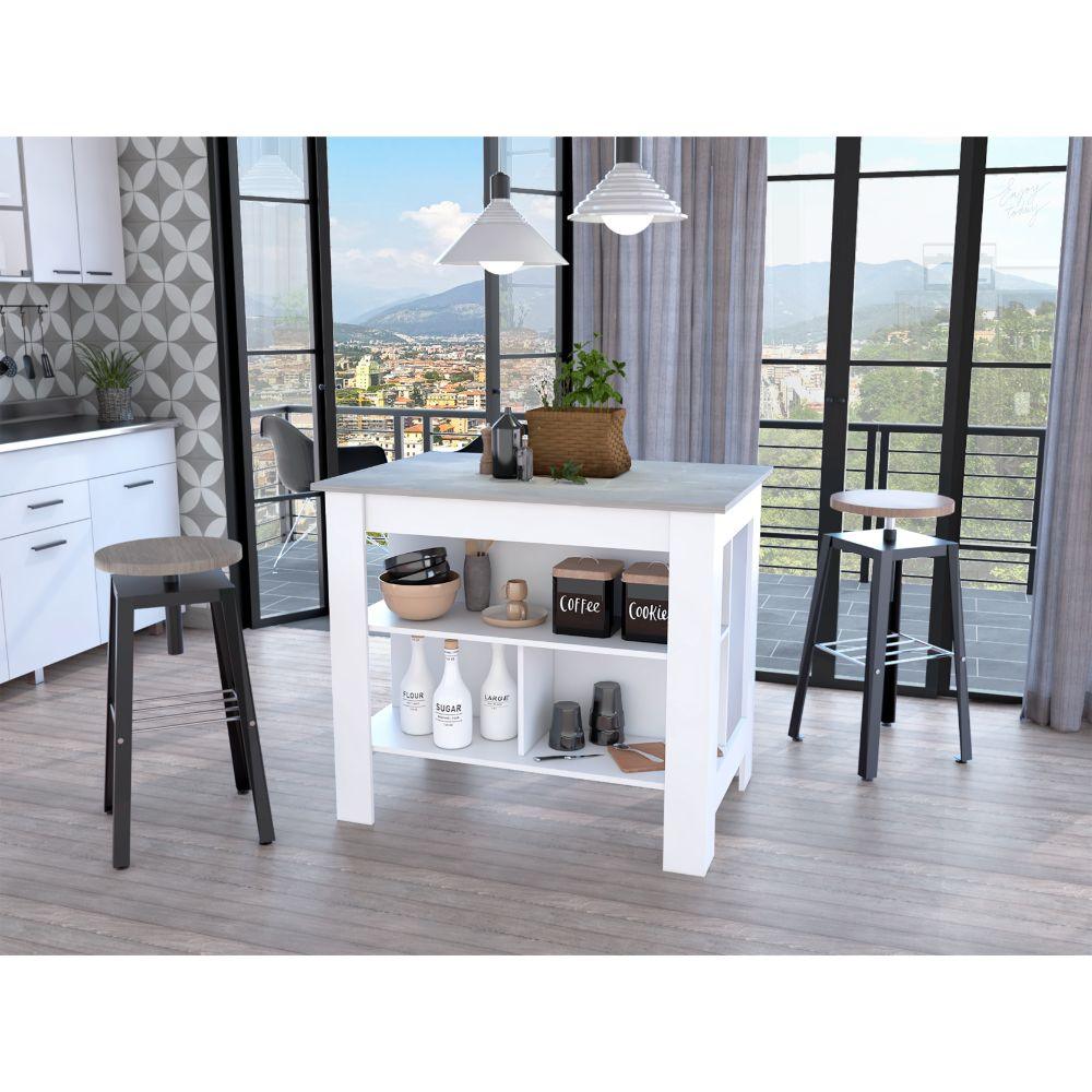 Barra De Cocina Serima Blanco Y Rovere