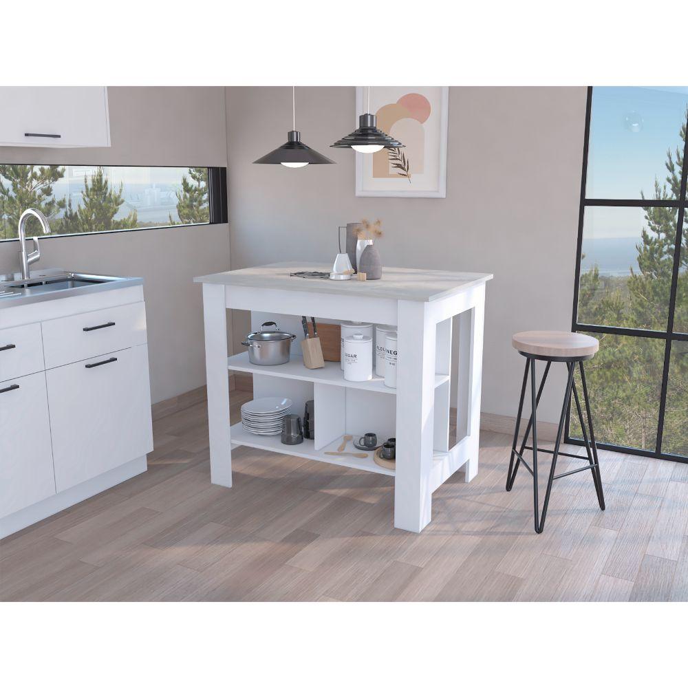 Barra De Cocina Serima Blanco Y Rovere