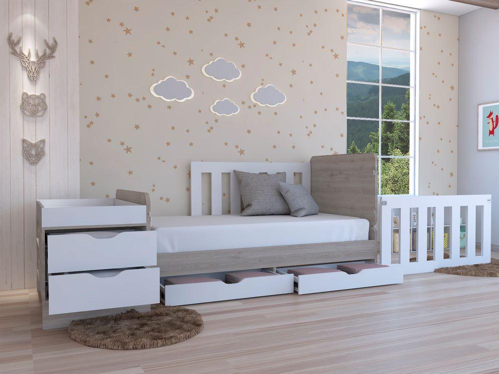Cama Corral Islas Blanco Y Ceniza