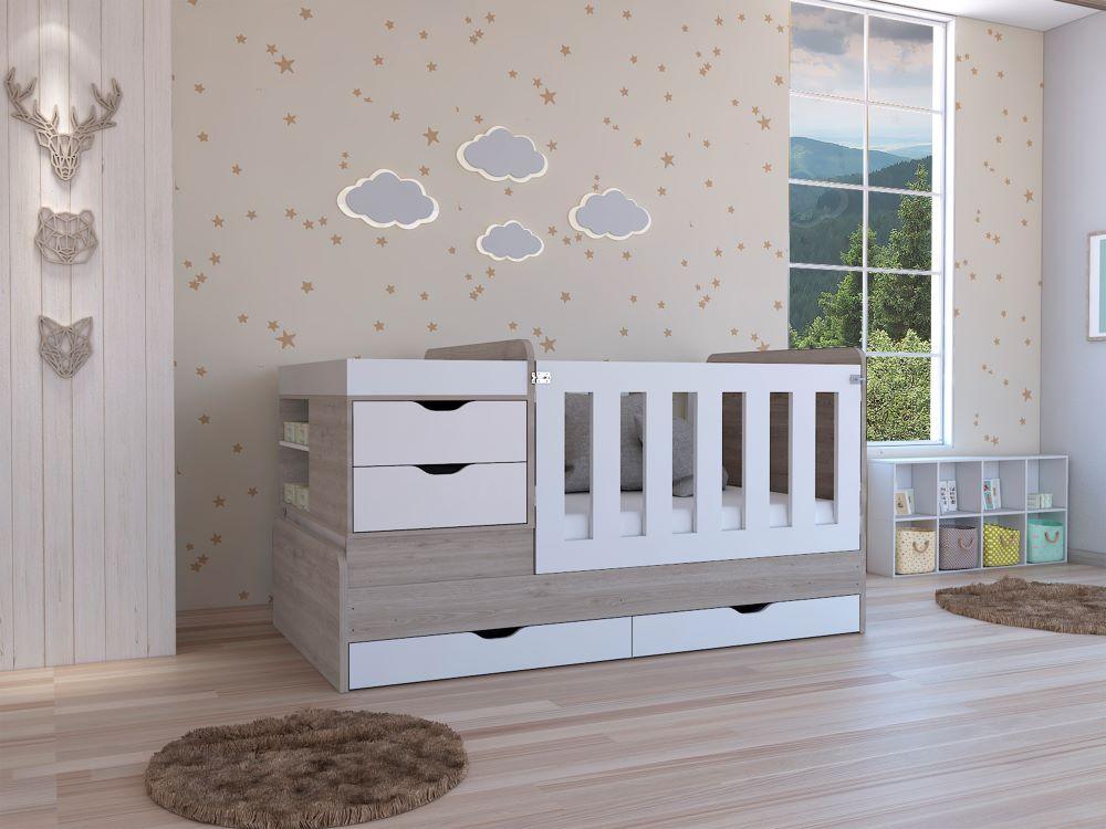 Cama Corral Islas Blanco Y Ceniza
