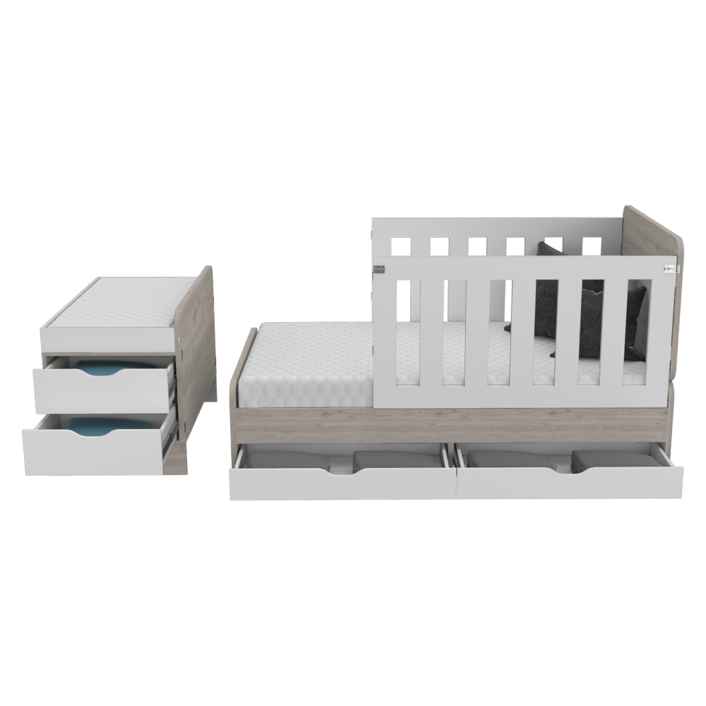 Cama Corral Islas Blanco Y Ceniza
