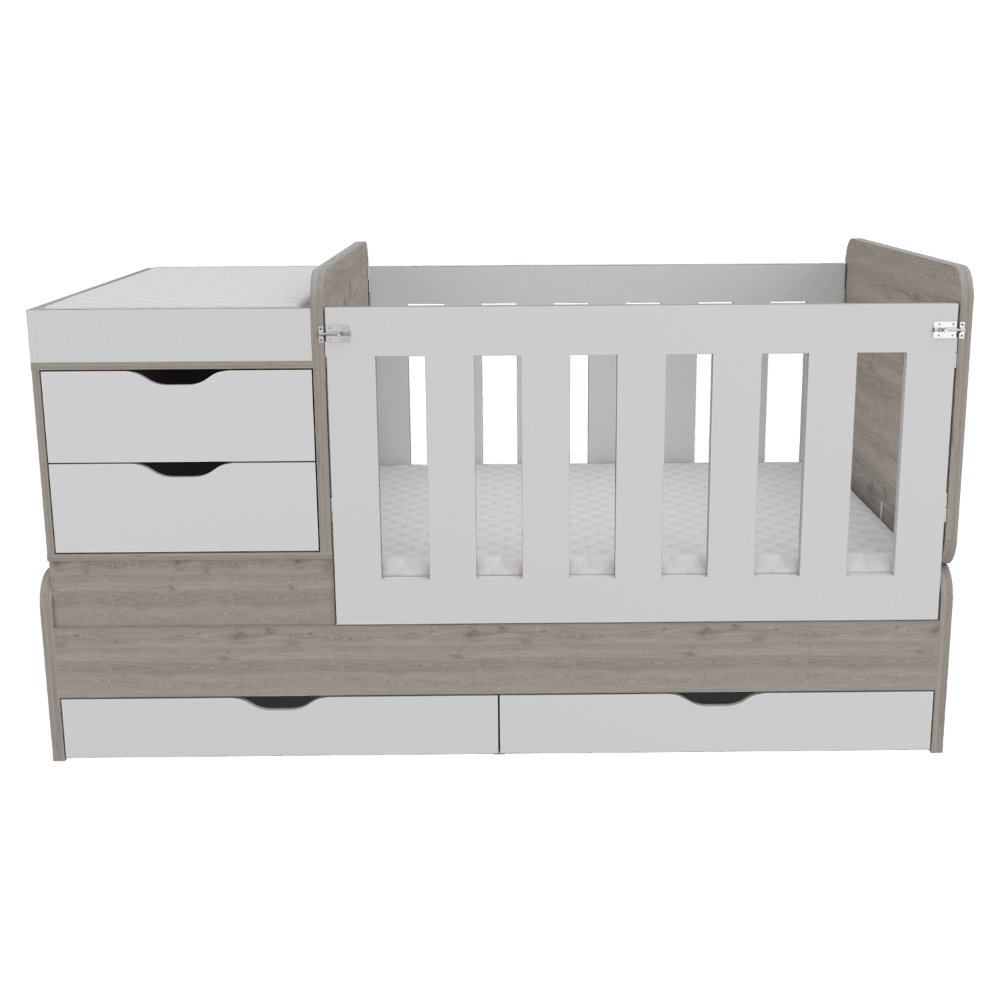 Cama Corral Islas Blanco Y Ceniza