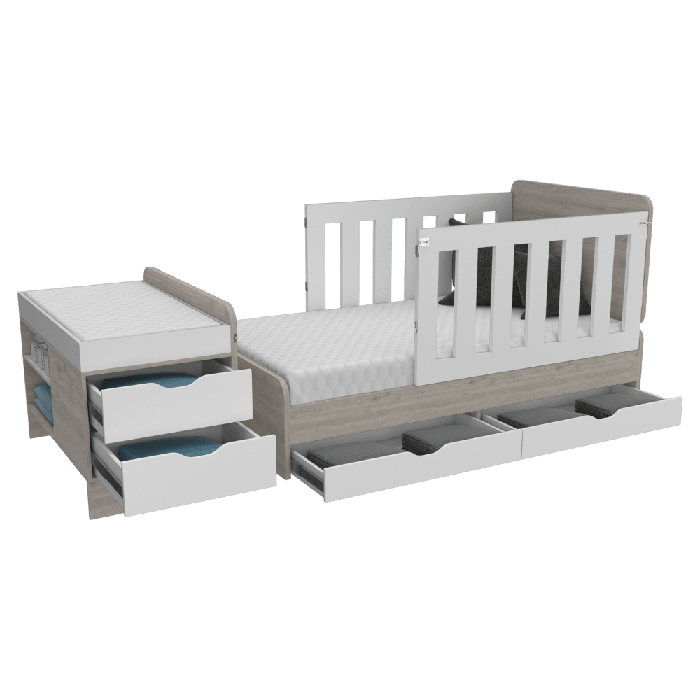 Cama Corral Islas Blanco Y Ceniza